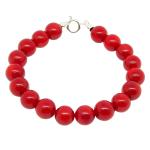 El Coral Bracciale Corallo Rosso Pallini da 10mm. Chiusura Argentata Lunghezza 19cm.