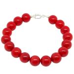 El Coral Bracciale Corallo Rosso Pallini da 10.5 mm. Chiusura Argentata Lunghezza 19cm.