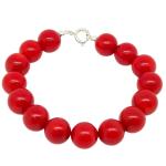 El Coral Bracciale Corallo Rosso Pallini da 12mm. Chiusura Argentata Lunghezza 19cm.