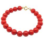 El Coral Bracelet Red Coral Bals 8.5 mm and Golden Clasp