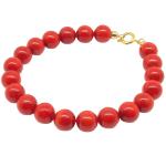 El Coral Bracciale Corallo Rosso 9mm. Chiusura Dorata