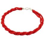 El Coral Bracciale Corallo Rosso 2,5mm. 3 Fili Chiusura Argentata  