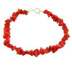 El Coral Bracciale Corallo Rosso Chips da 6mm. Lunghezza 19cm. Chiusura Argentata