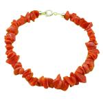 El Coral Bracciale Corallo Rosso Chips da 8mm. Lunghezza 19cm. Chiusura Argentata