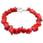 El Coral Pulsera Red Coral Chips 9 mm y Cierre Plateado