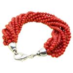 El Coral Pulsera Coral Rojo Bolas 3mm y Cierre Plateado 10 Tiras