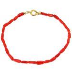 El Coral Bracciale Corallo Rosso Tubetti Barocco 3x5mm. Con chiusura Dorata Lunghezza 19cm.