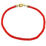 El Coral Bracciale Corallo Rosso tubetti da 3x3mm. Lunghezza 19cm.  Chiusura Dorata