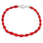 El Coral Bracciale Corallo Rosso Olivette da 4x6mm. Lunghezza 19cm. Chiusura Argentata