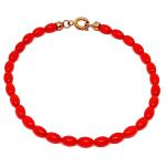 El Coral Bracciale Corallo Rosso Olivette da 4x6mm. Lunghezza 20cm. Chiusura Dorata.