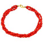 El Coral Bracciale Corallo Rosso Olivette da 3x6mm. Lunghezza 20mm. con chiusura Dorata 