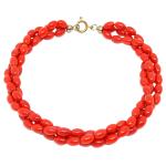 El Coral Bracciale Corallo Rosso Olivette da 4x6mm. Lunghezza 20cm. con Chiusura Dorata