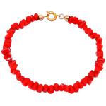 El Coral Bracciale Corallo Rosso Tubetti 3x5mm. Foro Laterale Lunghezza 19cm. con Chiusura Dorata