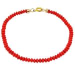 El Coral Bracciale Corallo Rosso Lentforme  Lunghezza 19cm. Chiusura Dorata