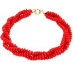 El Coral Bracciale Corallo Rosso Lentiforme 3 Fili  Lunghezza 20cm. Chiusura Dorata
