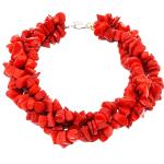 El Coral Bracciale Corallo Rosso Chips da 6mm. Lunghezza 20cm. Chiusura Argentata