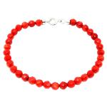 El Coral Bracciale Corallo Rosso Pallini da 5mm. Sfaccettato Lunghezza 19cm. Chiusura Argentata