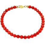 El Coral Bracciale Corallo Rosso Pallini da 5mm. Sfaccettato Lunghezza 19cm. Chiusura Dorata 