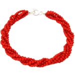 El Coral Bracciale Corallo Rosso Pallini da 2,5mm. a 5 Fili Lunghezza 20cm. con Chiusura Argentata