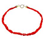 El Coral Bracciale Corallo Rosso Tubetti Barocco 3x5mm. Lunghezza 19cm. Chiusura Argentata Peso 2,5gr. 
