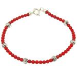 El Coral Bracelet Red Coral Balls with Zamak Little Spheres