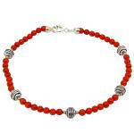 El Coral Bracelet Red Coral Balls with Zamak Spherical elements and Balls