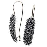 El Coral Earrings Old Silver Filigree Stick 8x25mm, Pendant 34mm Length