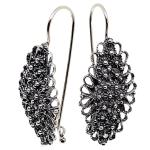 El Coral Earrings Old Silver Filigree Stick 14.5x27mm, Pendant 35mm Length