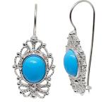 Coralli di Sardegna Earrings Filigree Silver Turquoise cabochon 8x10mm perforated dots