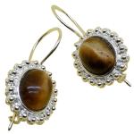 Coralli di Sardegna Tiger Eye Earrings 8x10mm Sardinian Filigree Silver Balls