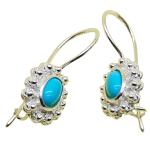 Coralli di Sardegna Earrings Turquoise 4x6mm Silver Filigree Dots Safety hook