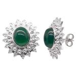 Coralli di Sardegna Pendientes Cabujón De Ágata Verde 8x10mm Hojas De Filigrana De Plata