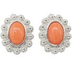 Coralli di Sardegna Earrings Pink Coral Cabochon 5x7 mm and Silver Filigree Balls