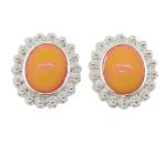 Coralli di Sardegna Earrings Pink Coral Cabochon 8x10 and Silver Filigree Balls