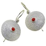 Coralli di Sardegna Red Coral Earrings 3mm Silver Filigree Corbula 18mm