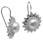Coralli di Sardegna Earrings Pearls 11mm Sardinian Filigree Leaves Silver Safe Hook