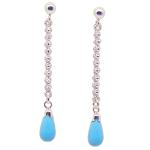 Coralli di Sardegna Turquoise Drop Earrings 5,5x10mm Silver Filigree Pressure