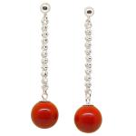 Coralli di Sardegna Red Coral Stud Earrings 10mm Silver Filigree Pressure