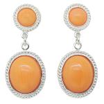 Coralli di Sardegna Orecchini Corallo Rosa 2 Cabochon Filigrana Argento Chiusura Pressione