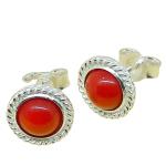 Coralli di Sardegna Red Coral Earrings 6mm Sardinian Filigree Silver Cord with Pressure Closure