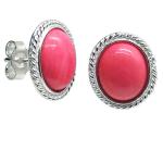 Coralli di Sardegna Pink Coral Earrings 8x10mm Filigree Silver Cord Clasp with Pressure