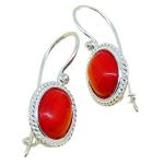 Coralli di Sardegna Red Coral Earrings 8x10mm Sardinian Filigree Silver Rope Safe Hook