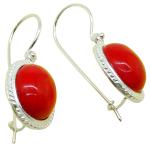 Coralli di Sardegna Red Coral Earrings 10x12mm Sardinian Filigree Silver Hook Safe