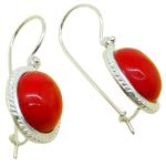 Coralli di Sardegna Orecchini Corallo Rosso 10x12mm Filigrana Sarda Argento Gancio Sicura
