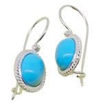 Coralli di Sardegna Turquoise Earrings 8x10mm Sardinian Filigree Silver Rope Safe Hook