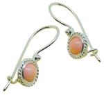 Coralli di Sardegna Pink Coral Earrings 5mm Sardinian Silver Filigree Cord Hook with Sure