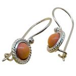 Coralli di Sardegna Pink Coral Earrings 6mm in Filigree Silver Hook and Cord safe strap