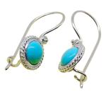 Coralli di Sardegna 6mm Turquoise Earrings Sardinian Filigree Silver Edge Lanyard Hook Safe