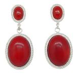 Coralli di Sardegna Orecchini Corallo Rosso 2 Cabochon 6x8-13x18mm Filigrana Argento Pendenti 