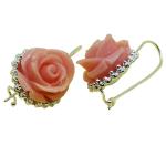 Coralli di Sardegna Earrings Pink Coral Rose 16mm and Silver Filigree Delicate Side
